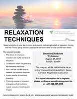 Relaxation Techniques-- ONLINE WORKSHOP-- August 21, 2024